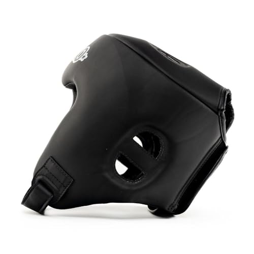 YOKKAO Premium Head Guard | Handmade Genuine Leather Headgear | Ideal for Muay Thai, Boxing, Kickboxing Sparring, Hard Training & Professional Competitions - color: Black Competition, size: Large