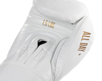 HIT N MOVE All Day Plus Weighted Boxing Gloves Men, Boxing Equipment, Heavy Bag Workout Gloves for Boxing, Training, Kickboxing, Muay Thai, MMA, 24 oz 1.5lbs - style: Velcro Closure WHITE