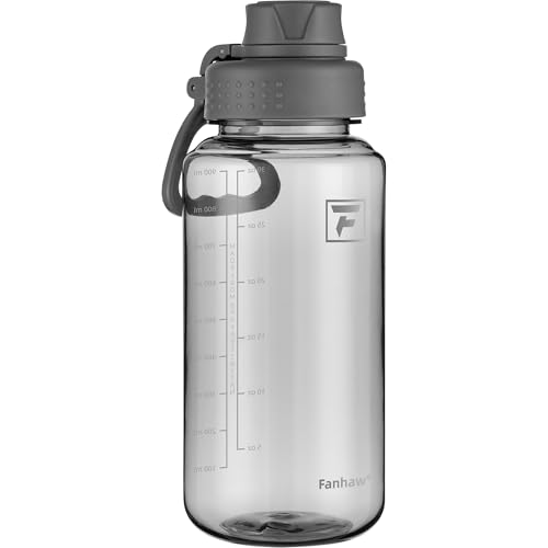 Fanhaw 32 oz Clear BPA-Free Tritan Water Bottle with Fast-Flow Spout Lid, BPA-Free & Leak-Proof Wide-Mouth Reusable Bottle for Gym, School & Office, Back to School Essentials (Gray) - color: Gray