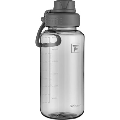Fanhaw 32 oz Clear BPA-Free Tritan Water Bottle with Fast-Flow Spout Lid, BPA-Free & Leak-Proof Wide-Mouth Reusable Bottle for Gym, School & Office, Back to School Essentials (Gray) - color: Gray