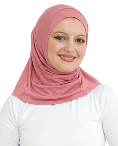 Prien Sport Instant Hijab For Women, Muslim Cotton Turban, Soft Head Scarf, Ready To Wear Hijabs Prayer Clothes, Islamic Wear - color: Dusty Rose