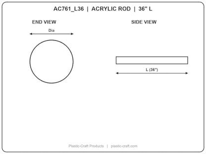 Acrylic Square Rod, Clear, 1-1/4" x 1-1/4", 36" L - size: 1-1/4 inch square x 36 inch length