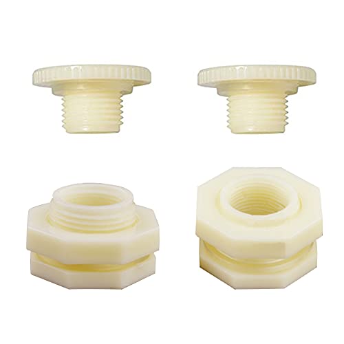 1/2" Female ABS Bulkhead Fitting, Plastic Water Tank Connector Adapter Fitting with Plugs for Outdoor rain Barrel Garden Hose Adapter Spigot kit Water Tank Gallon Drain Bucket(Set of 2) - size: 1/2 inch, style: Set of 2