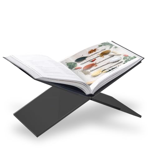 SK Acrylic Book Stand Large - 11 x 6 x 5.2 - Quran Holder - Coffee Table Book Stand - Cookbook Stand for Kitchen - Home and Table Decor - color: 6mm Black