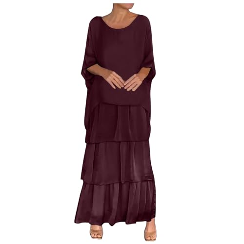 Prayer Clothes for Muslim Women One-Piece Long Sleeve Islamic Prayer Dress O Neck Slim Fit Maxi Dress Dress - color: Wine, size: Large