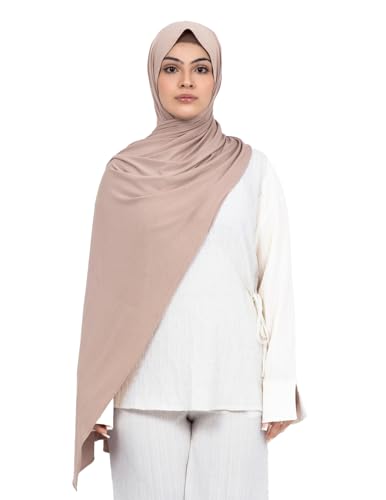 KHELANI Premium Modal Jersey Hijab, Luxury Lightweight Non Slip Stretchy Jersey Head Scarf for Muslim Women, Soft Shawls Wrap - color: Coral Cloud