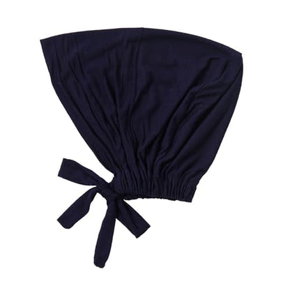 Women Under Scarf Hat Hijab Undercap Islamic Muslim Under Scarf Hijab Cap with Tie-Back Closure - color: Black+navy Blue