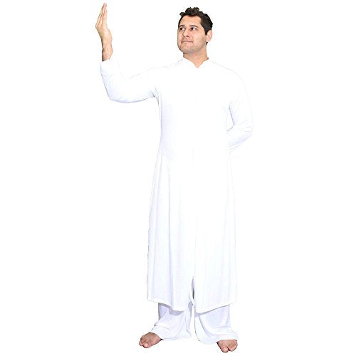 Danzcue Mens Praise Worship Dance Robe with Stand-up Collar - color: White, size: Small-Medium