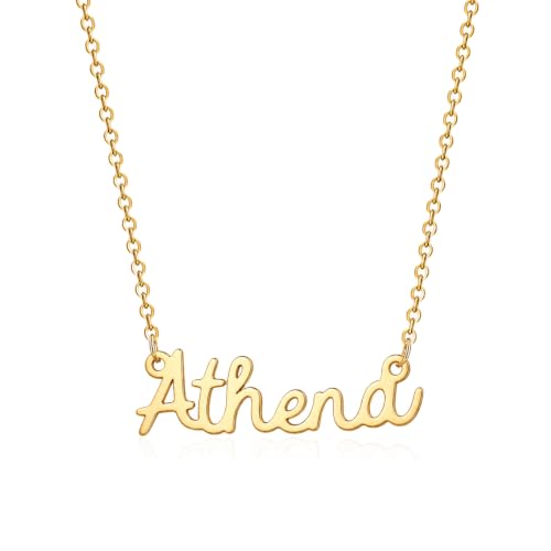MOMOL 18K Gold Plated Stainless Steel Name Necklace Personalized Custom Name Necklace Customized Nameplate Necklace for women - style: Athena