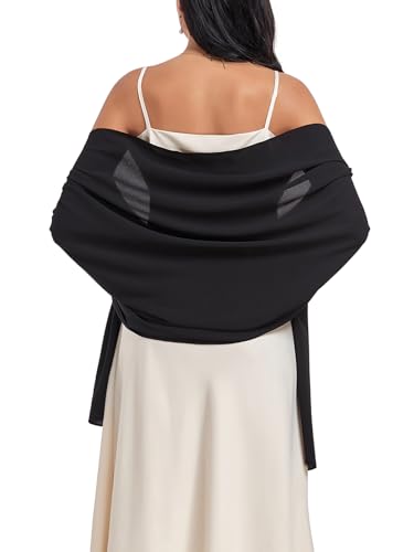 Shawls and Wraps Soft Chiffon Scarve Scarf For Evening Party Dresses Wedding Stole - color: Black1