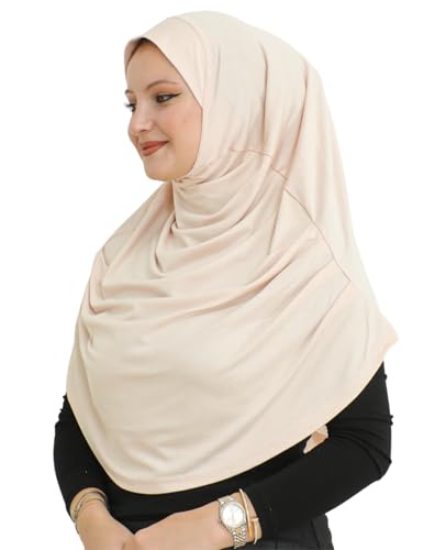 Prien Ready To Wear Hijab For Women, Instant Turban, Soft Muslim Scarf For Prayer, Long Hijabs, Islamic Clothes, Jersey Abaya - color: Beige
