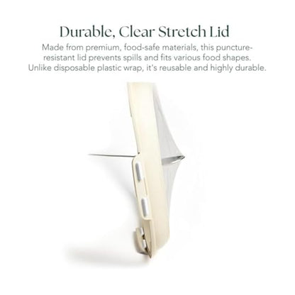 Crudités | Portable Snack Tray | Square 2-Pack | Cream White | Reversible Stretch Lid Food Containers | BPA-Free, Freezer & Dishwasher Safe | Meal-Prep, Charcuterie, Salads, Picnic, Travel - size: Square, 2 Pack