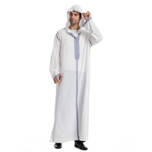Qianliniuinc Muslim Islamic Pakistan Dubai Abaya Thobe Middle East Style Embroidered Men's Clothing S-XXXL - color: Light Grey, size: X-Large