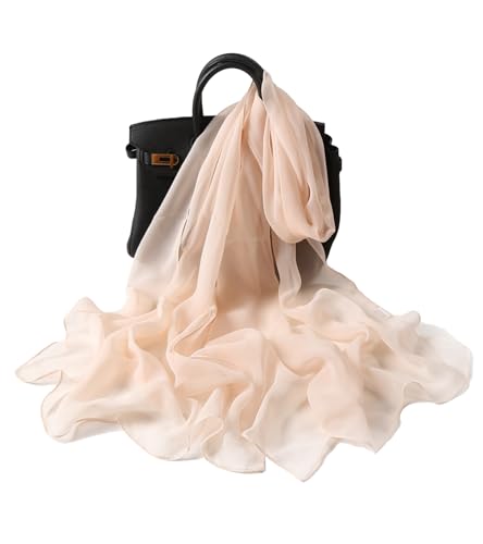 Long Chiffon Sheer Scarf For womens - color: Skin-color