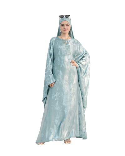 Qianliniuinc Women Muslim Full Cover Long Dress - Loose Hooded Dress Abaya Prayer Robe Islamic Clothes One-Size - color: Royal Blue
