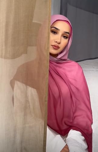 Txmout Ombre Modal Hijab Scarf for Women Muslim, Soft Lightweight Headscarf - color: Dark Pink - Light Pink
