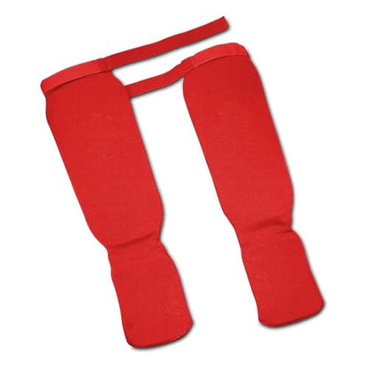 Shin Instep Guards Padded Protection Elastic Shin Guards Lightweight Impact-Absorbing Gear for Fighters, Training, Sparring - size: Medium, style: Red