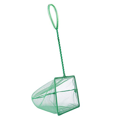 Lpraer 4in 5in 6in Aquarium Fish Net Green Fine Mesh Nylon Net Collection with 11" Long Handle Square Quick Catch Fish Net for Fish Tank - color: Green, size: 6 inch