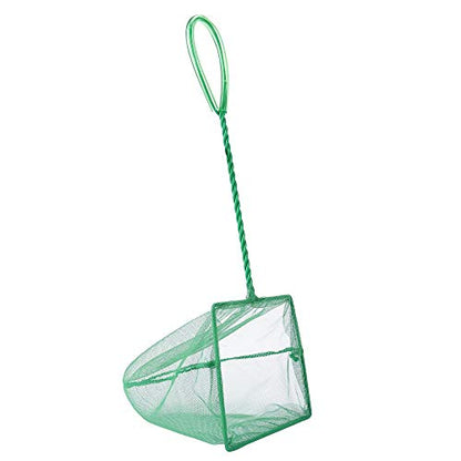 Lpraer 4in 5in 6in Aquarium Fish Net Green Fine Mesh Nylon Net Collection with 11" Long Handle Square Quick Catch Fish Net for Fish Tank - color: Green, size: 6 inch