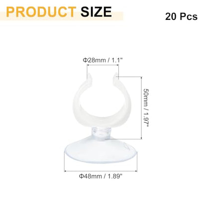 uxcell 20Pcs Aquarium Suction Cup Clips, 28mm Airline Tube Holders Clamps Cup Holder Sucker Tube Sucker for ID Airline Tubing Fish Tank, Clear - size: 28mm