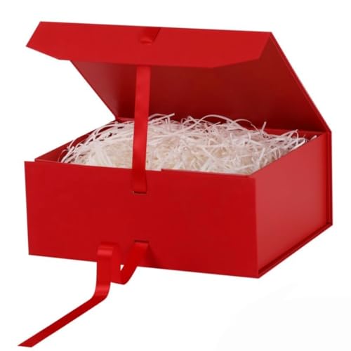 GoooodGift Large Gift Box Red 1 Pack 13.5x11x5.3 inch Luxury Gift Box for Presents with Magnetic Closure Lid Collapsible,Birthday,Christmas,Wedding,Contains Shredded Paper Filler - color: Red-13x11x5.3 Inch (Pack of 1)