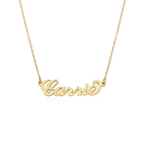 Personalized Japanese, Arabic, Hebrew, Greek, Chinese, Cyrillic, Hindi Name Necklace for Woman, Her, Men, Him - Custom Made with Any Name - Unisex Jewelry Gift for Mother's Day, Father's Day, Birthday - color: 18k Gold Plated, style: Latin
