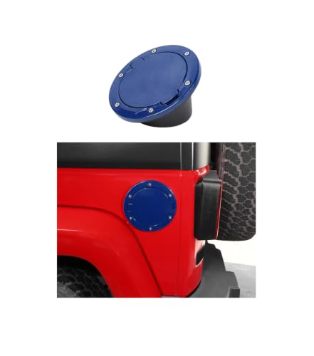 JWWY for JK Fuel Tank Cap Gas Cap Fuel Filler Petrol Tank Cover Protection Fit for Jeep Wrangler JK 2007-2017 Exterior Accessories Aluminum Alloy Blue（New Model） - color: Blue