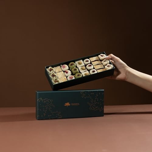 OMNIYA Delicacy Marzipan Lozina Box (1 LB, 25 Pieces) – Premium Mediterranean Marzipan Sweets with Pistachio & Rose – Gourmet Gift Box for Eid, Christmas, Weddings & Special Occasions