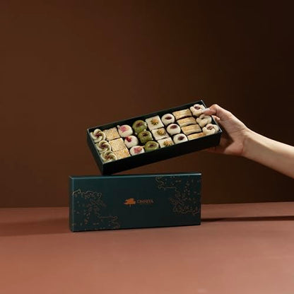 OMNIYA Delicacy Marzipan Lozina Box (1 LB, 25 Pieces) – Premium Mediterranean Marzipan Sweets with Pistachio & Rose – Gourmet Gift Box for Eid, Christmas, Weddings & Special Occasions