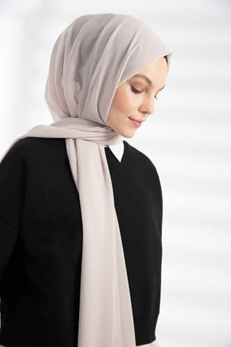 Chiffon Hijab Scarf For Women - Made in Turkiye - color: Stone