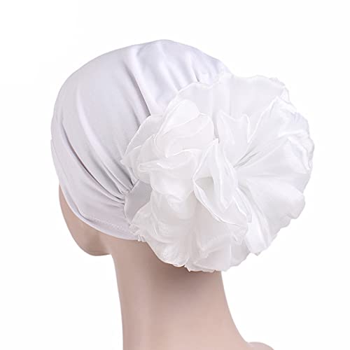 Women Flower Elastic Turban Beanie Head Scarf wrap Chemo Cap hat for Cancer Patient - color: Black White Navy Rose Red