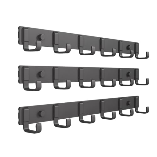 Coat Rack Wall Mount (3 Pack), Heavy Duty Wall Coat Hanger with 6 Coat Hooks for Entryway, Bedroom, Closet, Hanging Hats, Bags, Purses Jacket (Gunmetal) - color: Gunmetal-3 Pack