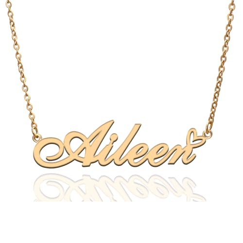 Custom Name Necklace Customized Personalized Plated Necklace for Mother Daughter Friendship Women Valentine's Day Christmas Birthday New Year Party - style: Aileen Gold