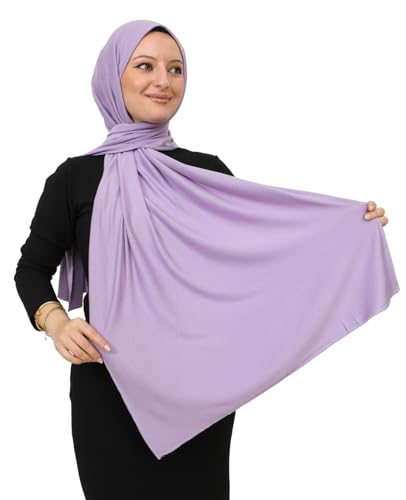 Prien Hijab for Women Viscose Scarf Lightweight Muslim Hijabs Long Shawl Islamic Scarves Turkey Silk Headscarf for Womens - color: Lilac