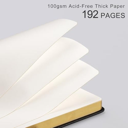 Blank Journal for Women Men, 192 Pages A5 Notebook Journal, Hardcover Notebook with 100Gsm Thick Pages, Leather Note Book for Writing, Travel, Business, Office, Prayer 5.7 x 8.3,Black - color: Black, style: Plain