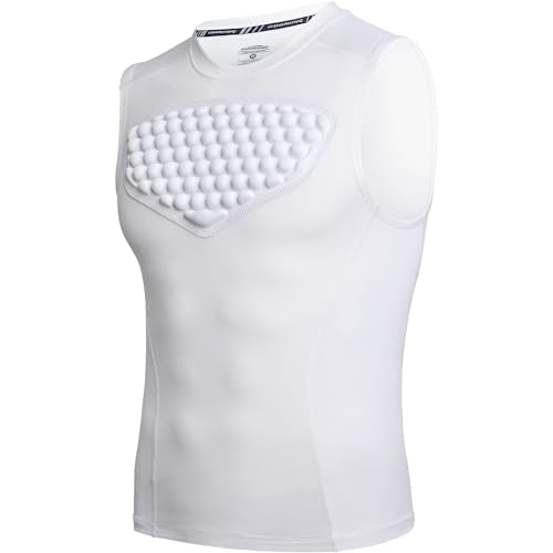 COOLOMG Youth Baseball Chest Protector Softball Padded Shirt Heart Guard Sternum Protection for Football Lacrosse - color: White, size: Large