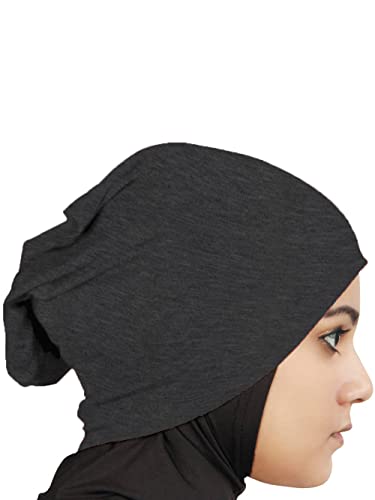 MyBatua Women's 2-Piece Al-Amira Hijab with Under Scarf/Cap/Bonnet in Soft Viscose Jersey, Ready to Wear HJ-129 - color: Dark Grey