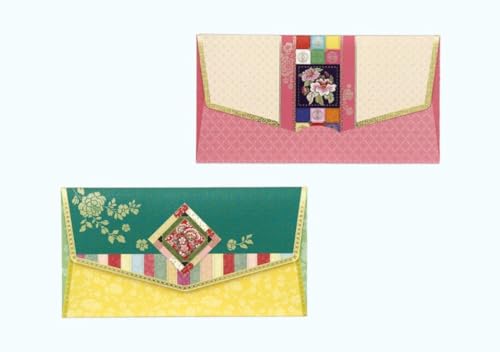 (Pack of 6) Korean Traditional Money Gift Envelopes for Cash Wedding, Birthday, New Year, Christmas, Multicolor