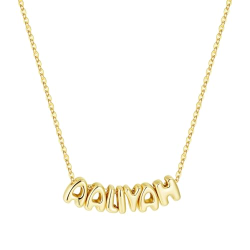 M MOOHAM Mothers Day Gifts - Custom Name Necklace 14K Gold Plated Necklace Personalized Monogram Pendant Name Necklaces for Women Trendy Jewelry Gifts for Women Mom Her Birthday Gifts - style: Aaliyah