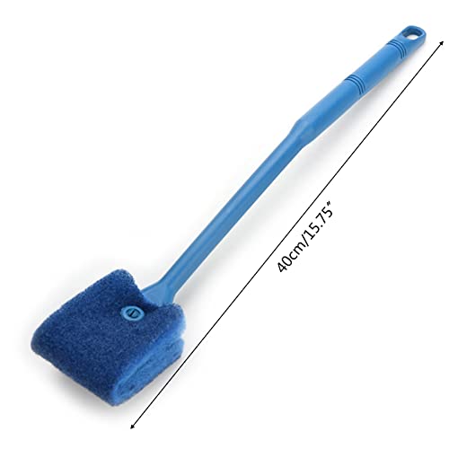 Aquarium Algaes Scraper Double Sided Sponge Brush Scrubber 16 Inch Long Handle for Glass Fish Tanks