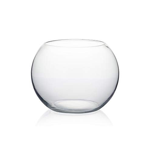 WGVI Bowl Glass Vase, Diameter 8", Height 6", Open Width 5", (Multiple Sizes Choices) Clear Bubble Planter Terrarium Fish Bowl for Wedding Event Home Decor, 1 Piece (VBW0008A) - size: 8"Dx6"H 1 Piece