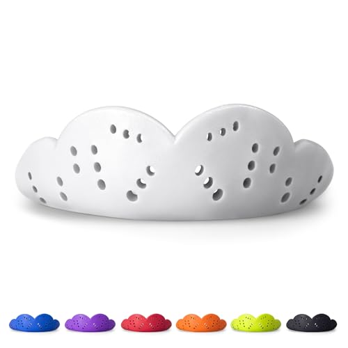 SISU Max Mouthguard, Snow White - 50% Stronger, Maximum Protection for Rugby, MMA, Boxing, Lacrosse, Football, Hockey, High-Impact Sports - Adult Fit, Remoldable Up to 20 Times, Works for Braces