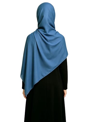 Lina & Lily Non-see-through Premium Jersey Maxi Hijab Head Scarf Wrap for Muslim Women - color: Indigo Blue