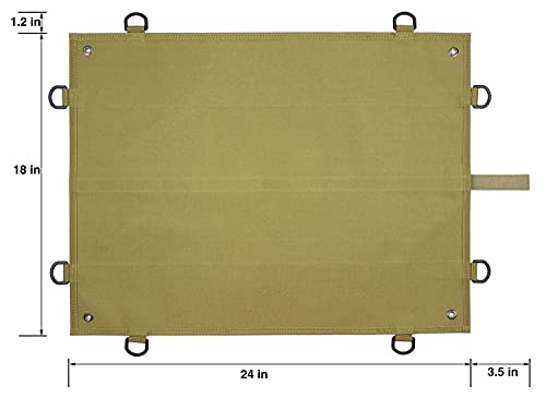 Tactical Patch Display Panel Holder Board for Military Army Combat Morale Uniform Hook and Loop Emblems, 18 Inches x 24 Inches (Small), with D-Rings & Wrap-Strap, No Patches Included - color: Brown, Small, with D-Rings & Wrap-Strap