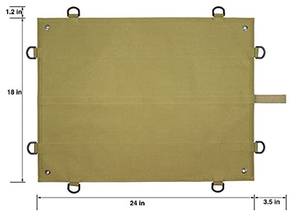 Tactical Patch Display Panel Holder Board for Military Army Combat Morale Uniform Hook and Loop Emblems, 18 Inches x 24 Inches (Small), with D-Rings & Wrap-Strap, No Patches Included - color: Brown, Small, with D-Rings & Wrap-Strap