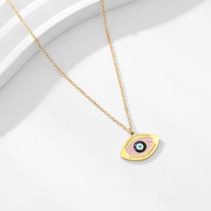 Stainless Steel Hebrew CHAI Necklace | Hand of Fatima Pendant | Turkish Evil Eye Charm | Israel Map Blessing Necklace | Protection Jewelry for Women men Include a Gift Box - color: Gold-Eye-1254