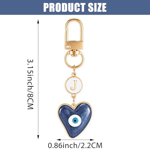 XGALBLA Small Evil Eye Keychains Initial Letter Key Chains for Women Men Car Key Bag Purse Charm- Good Luck Amulet Protection - color: Evil Eye 1-j