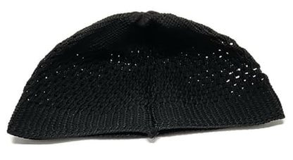 Set 2 Pieces Muslim Skull Cap Beanie AMN-341 Islam Prayer Crochet Takke Kufi Hat Eid Ramadan Gift - color: Bk & White, size: Large