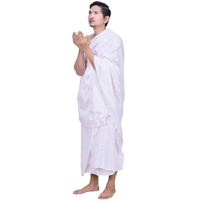 Modefa Ihram for Umrah Men Towel Set - Comfortable Unsewn Ahram Hajj Essentials for Men Umrah Essentials Ehram - 110 x 220cm per Towel 2 Towels Turkish 100% Cotton 1500 Grams (Ihram Only) - style: Ihram Only