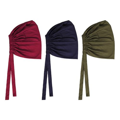 PURFUN 3 Pcs Muslim Inner Hijab Caps Women Solid Color Under Hijab Caps Stretchy Breathable Full Cover Undercap Tube Bonnet - color: Red+navy Blue+green